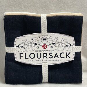 Flour Sack Dish Towels Floursack Dishtowel 3 pack Black Oyster White NEW